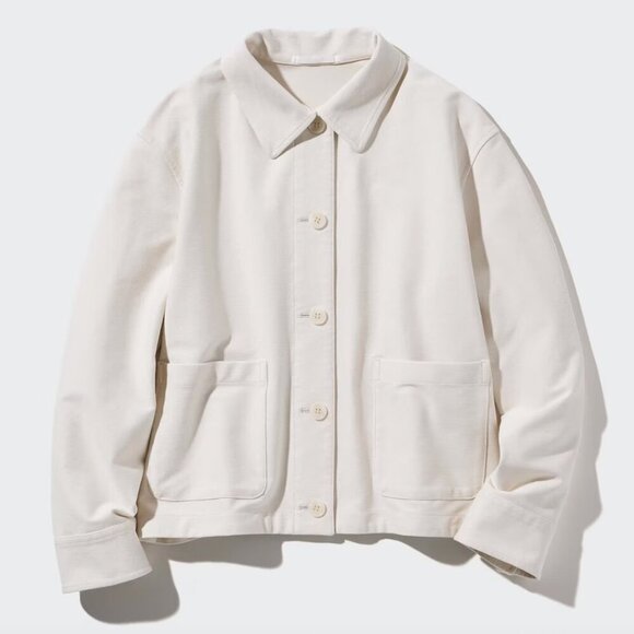 Uniqlo Jackets & Blazers - Uniqlo Jersey Relaxed Jacket, Casual Long Sleeve, Natural Beige Size Medium